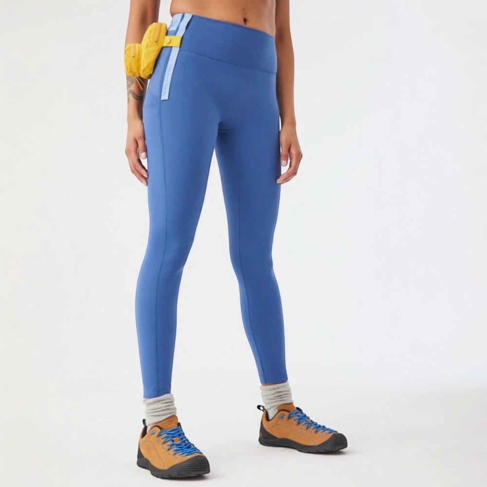 Outdoor Voices Snacks 7/8 Leggings Women's L Blue Pockets Hiking Gorpcore